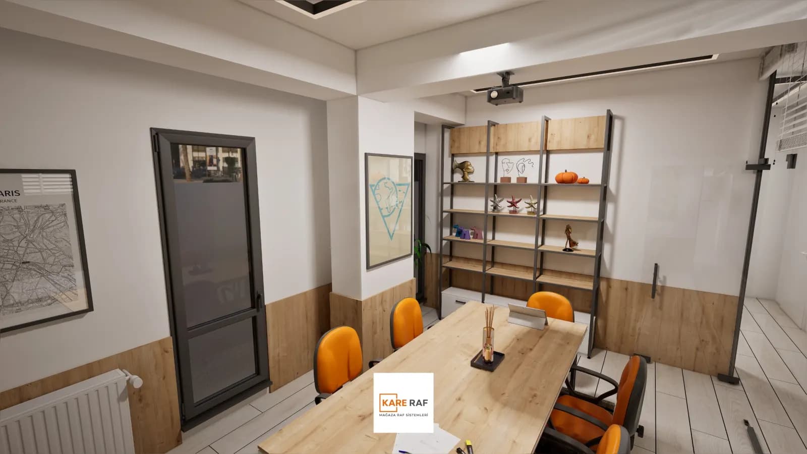Megyori ofis katı iç mekan tasarımı ve raf sistemleri Ataşehir 3D görselleştirme — Kare Raf (6)